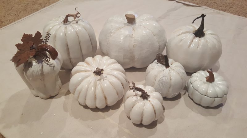 painted white vintage pumpkins for fall