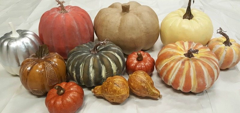 mix matched pumpkins to paint