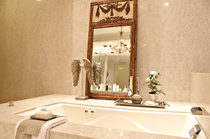 Custom marble bathroom with mirror add to relaxing bathroom retreat