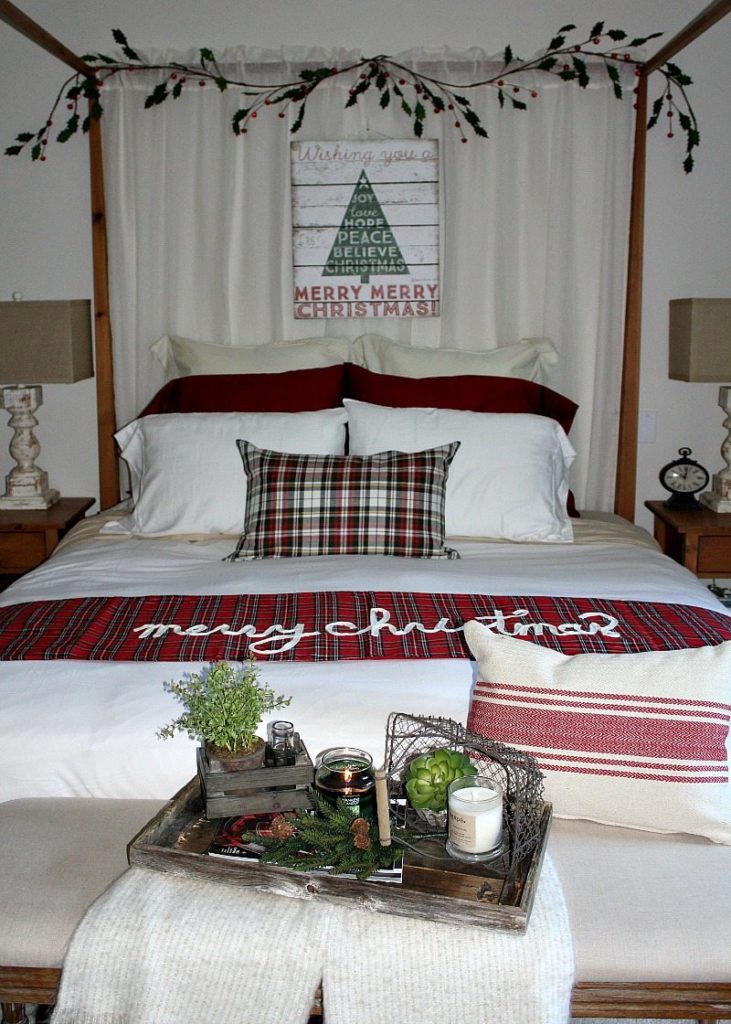 farmhouse rustic country cozy bedroom look for the holidays