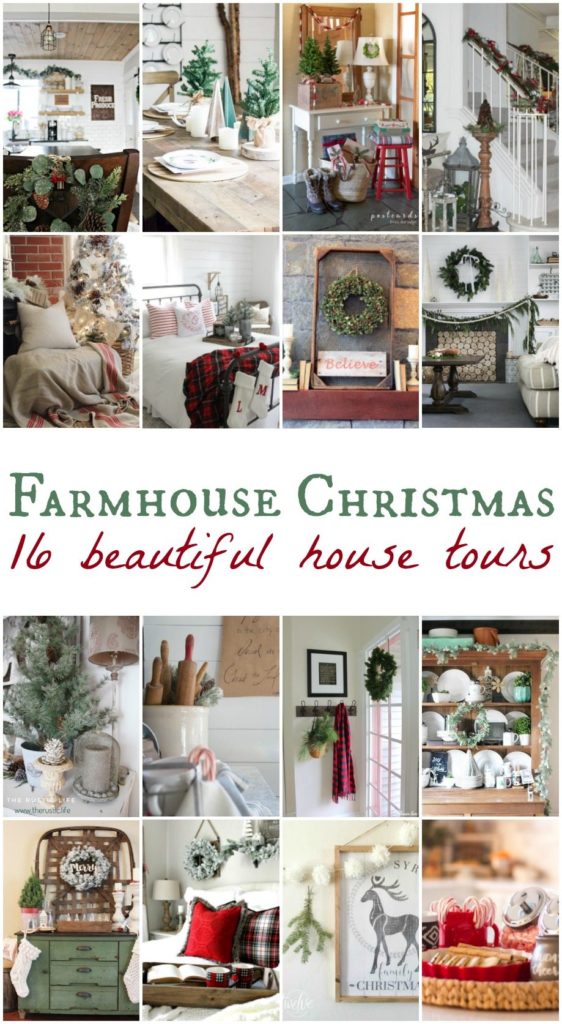 Farmhouse Christmas home decorating blog tour pin
