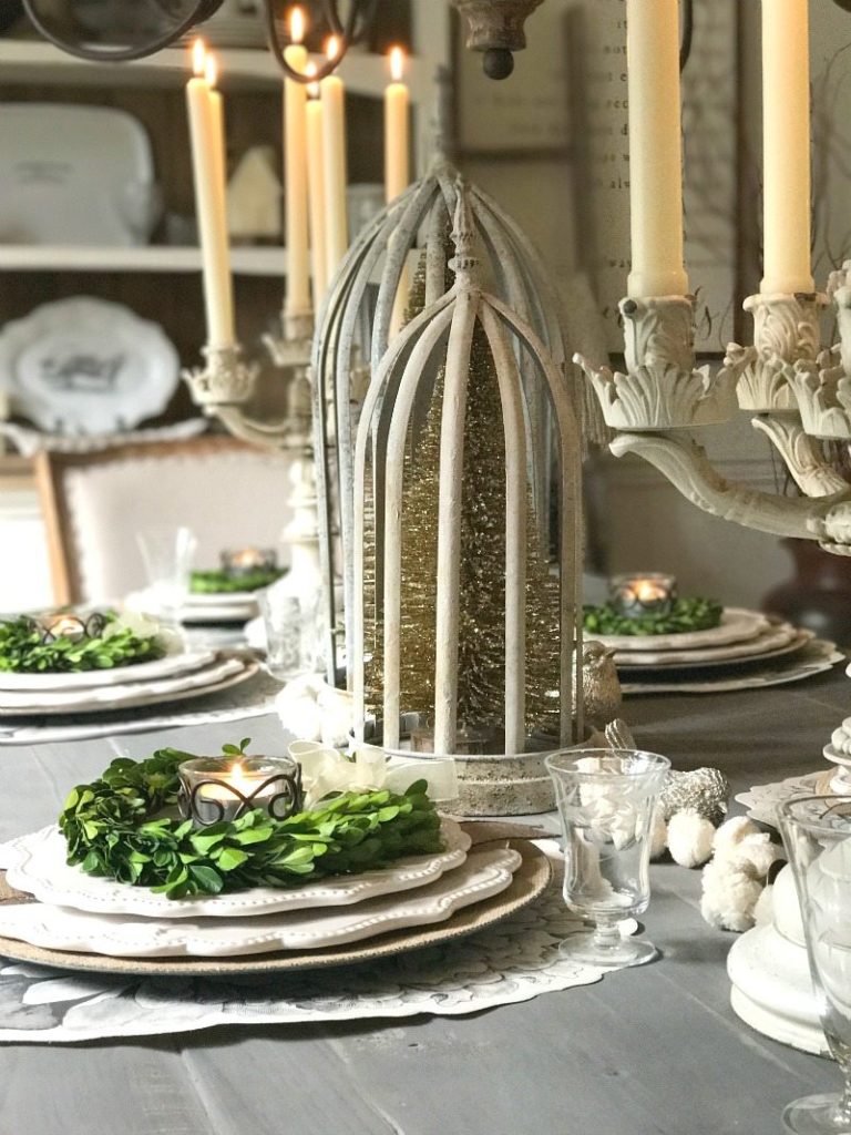 Antique elegance mixed with farmhouse neutrals create a one-of-a-kind tablescape