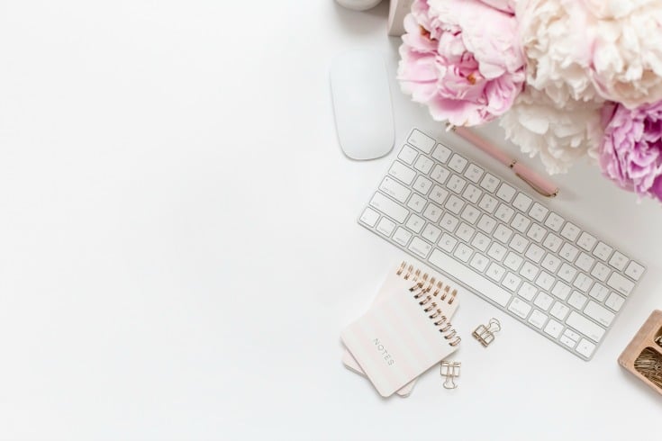 white keyboard and pink accessories Instagram success