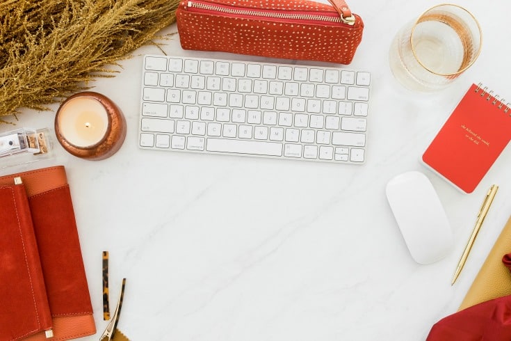 red accent desk for Instagram success