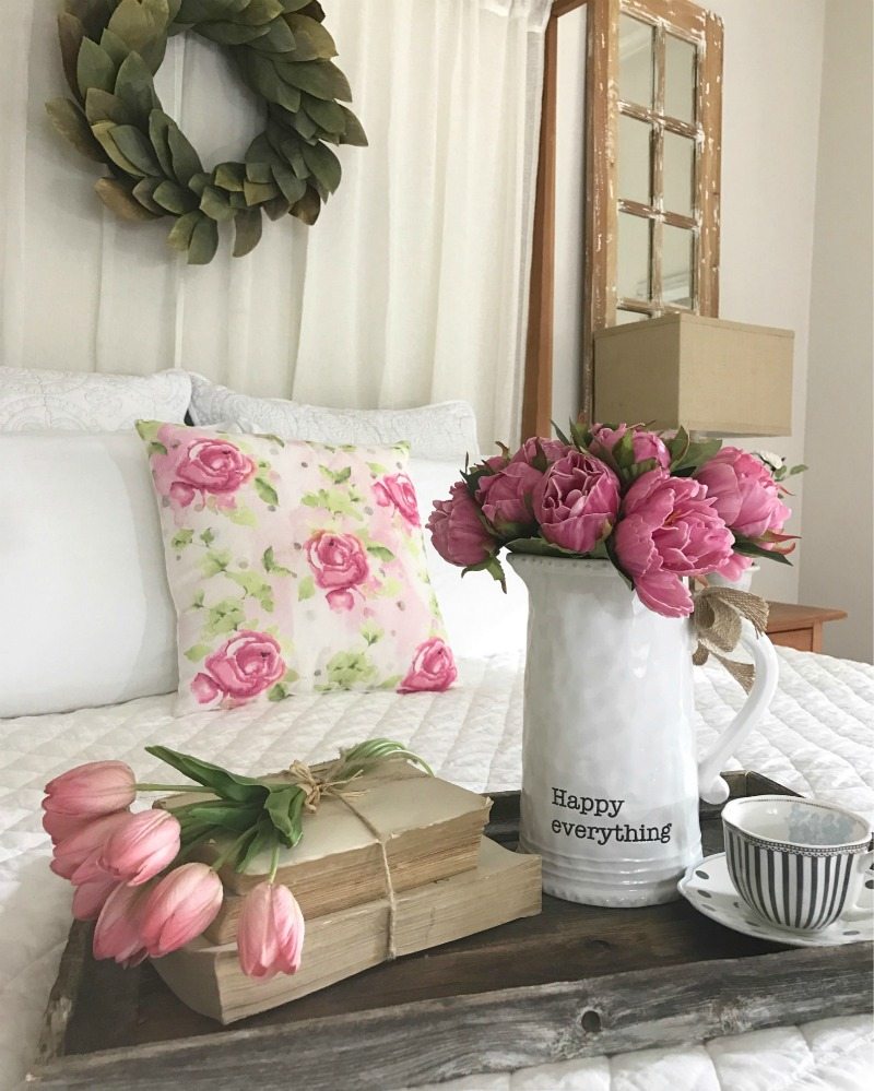 Fresh Spring Decorating made easy with flowers & pillows