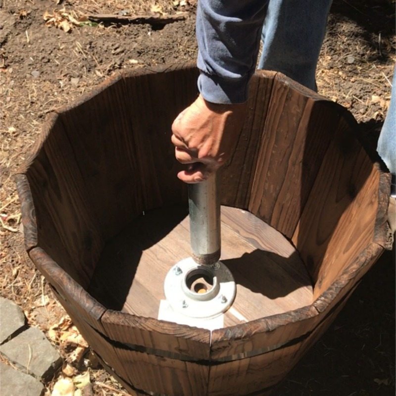 DIY light post and planter barrel