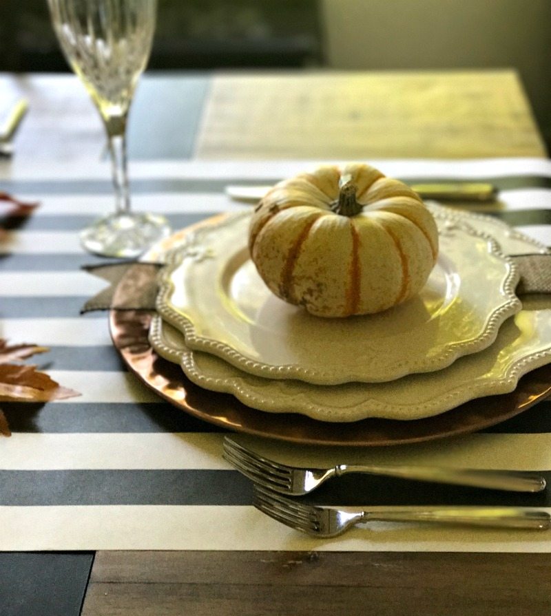 table setting with pumpkin