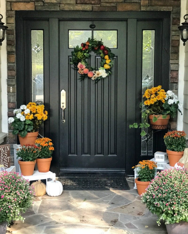 front porch decor with flowers