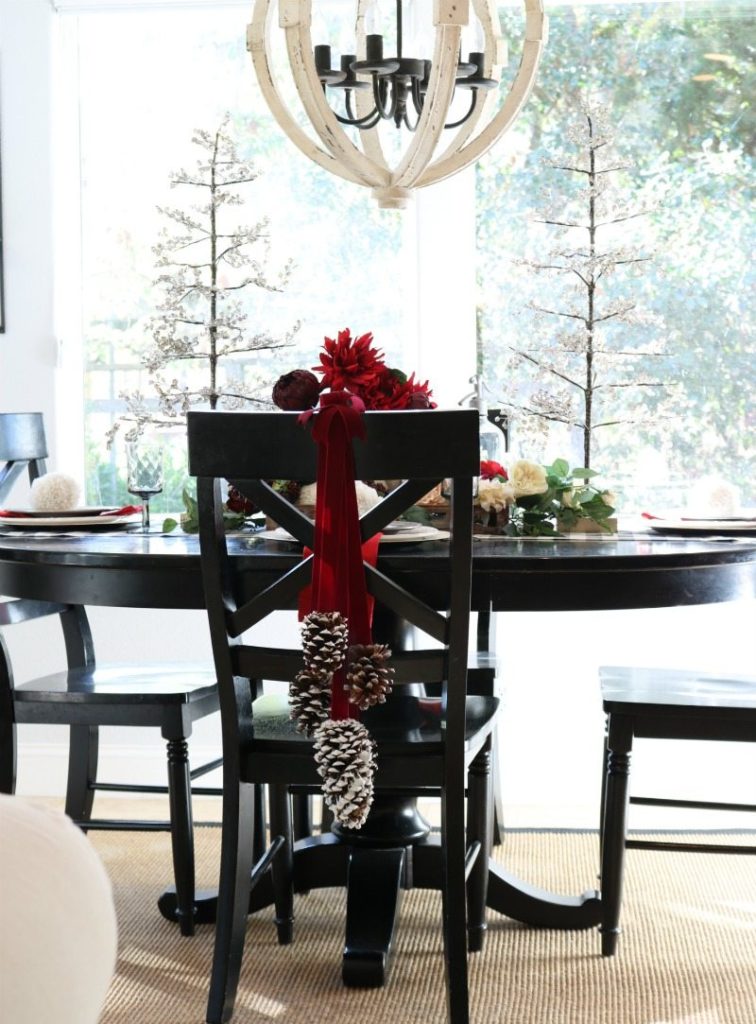 pine cone chair decor for the holidays