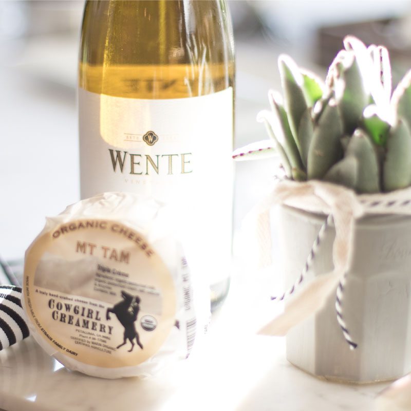 hostess tips with Wente Vineyard Wines and cheese board