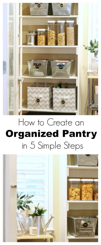 how to create an organized pantry in 5 steps pin