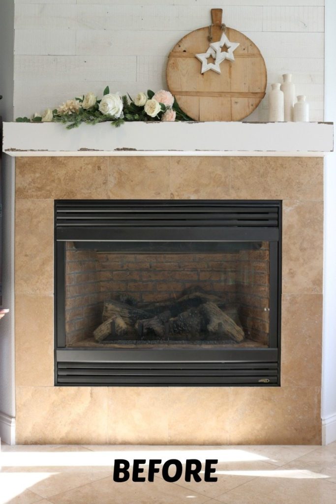Fireplace stencil makeover