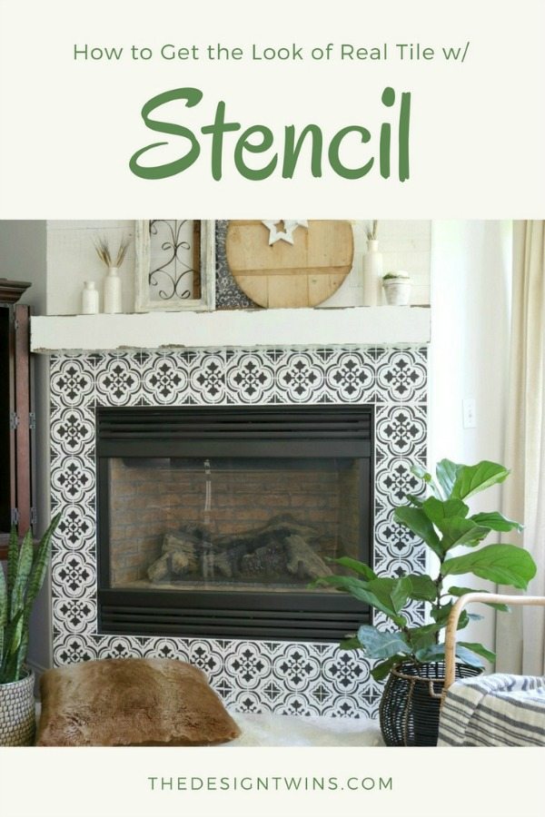fireplace stencil and gallery wall