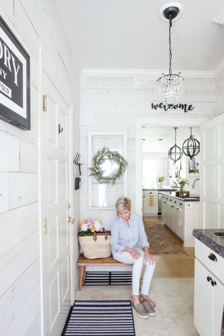 Mudroom-Laundry room gets a farmhouse makeover with real barnwood walls