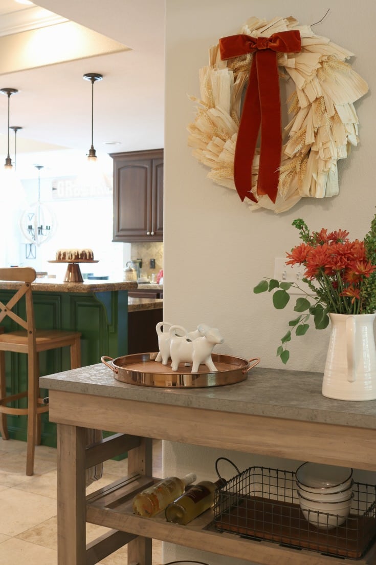 kitchen island with accents items