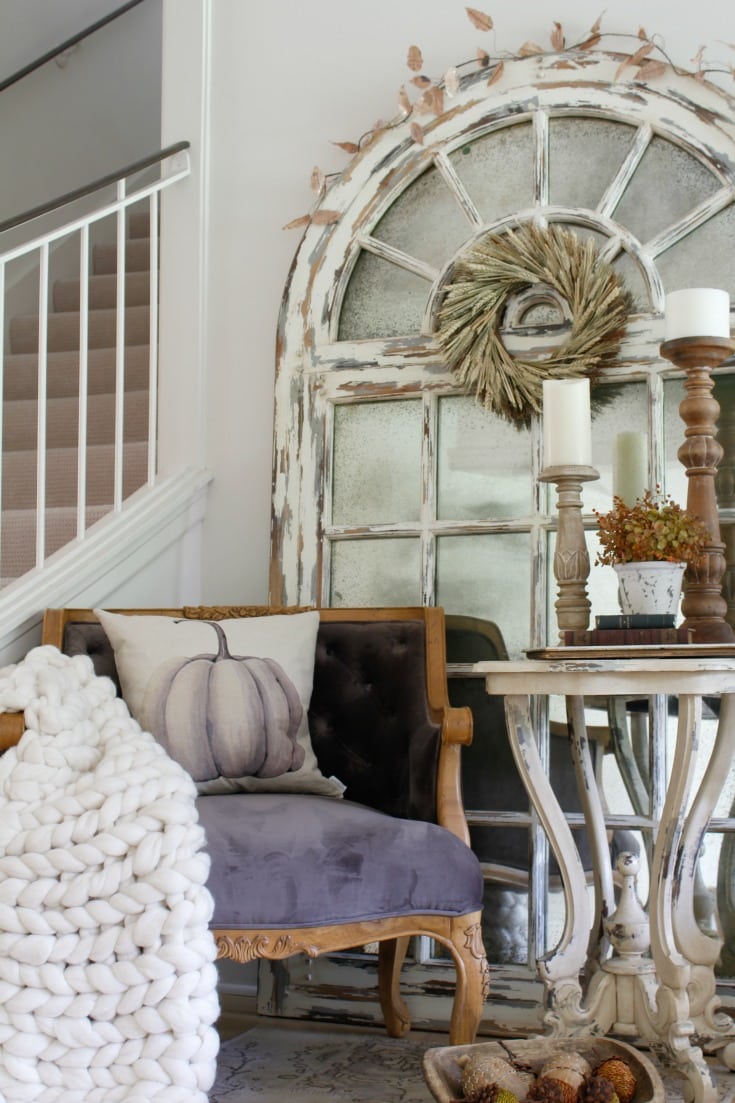 festive fall home with chunky knit throw