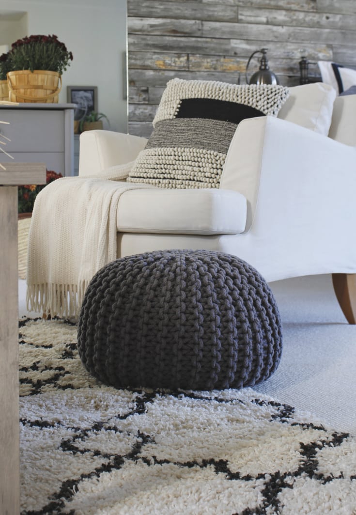 textured chic modern pillow and poof with cozy seating