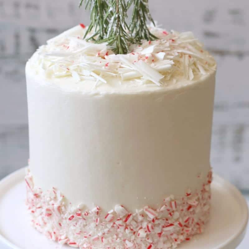 Holiday Entertaining white peppermint cake