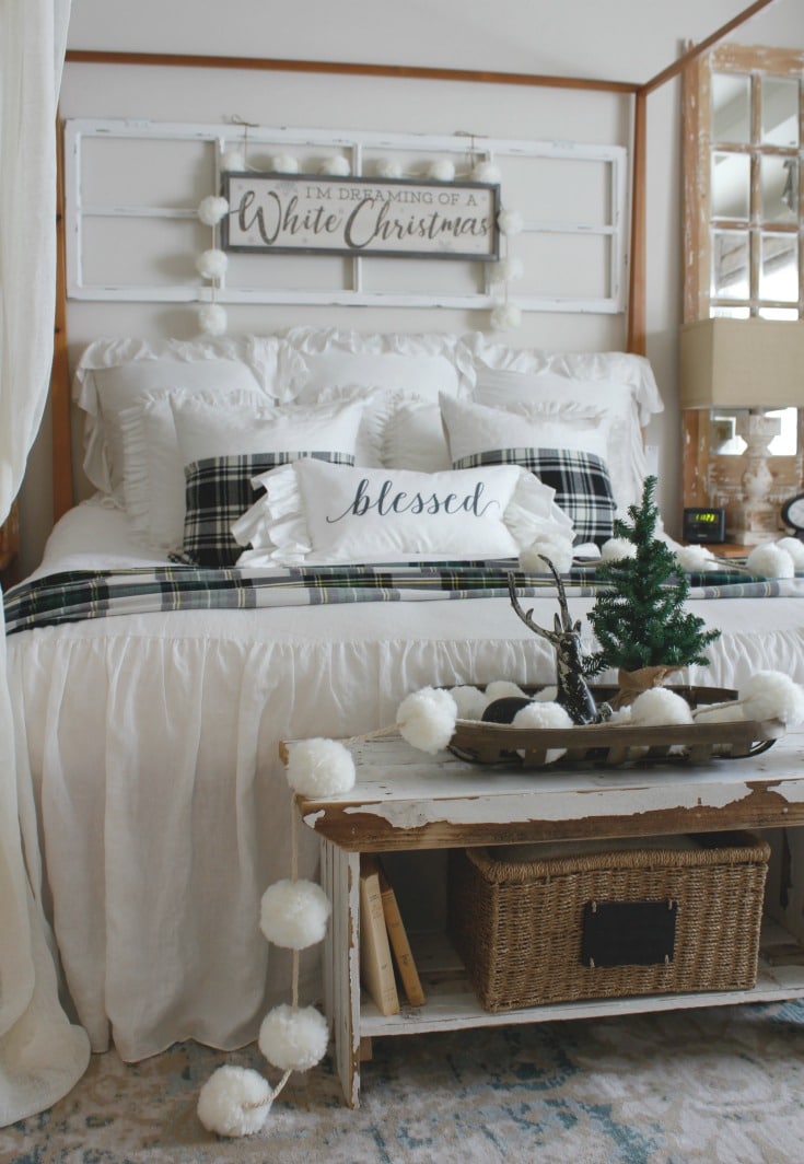 Cozy winter bedroom decor festive holiday home