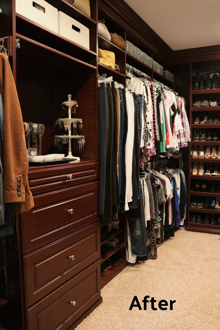clean and organized master closet using Marie Kondo organizing method