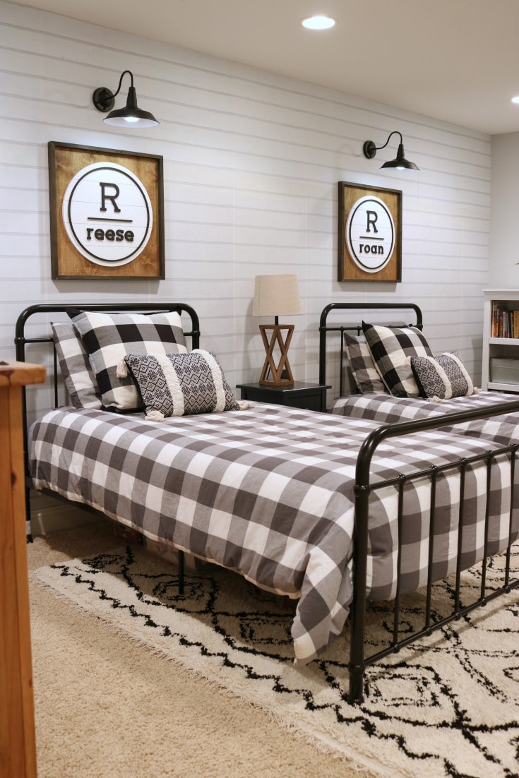 twin beds are focal point for boys bedroom decor