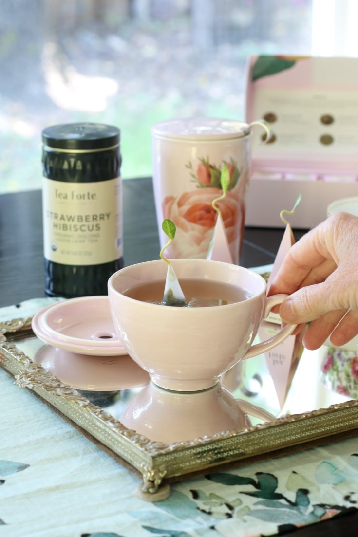 tea gifting ideas with tea cup and serving tray