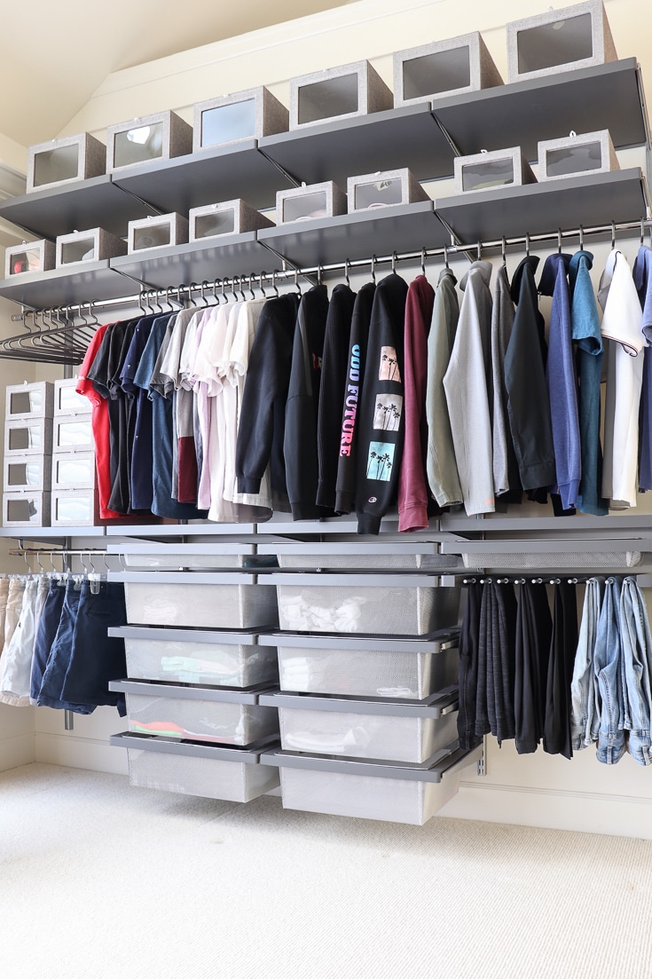 Custom closet is sleek and modern and solves storage problems