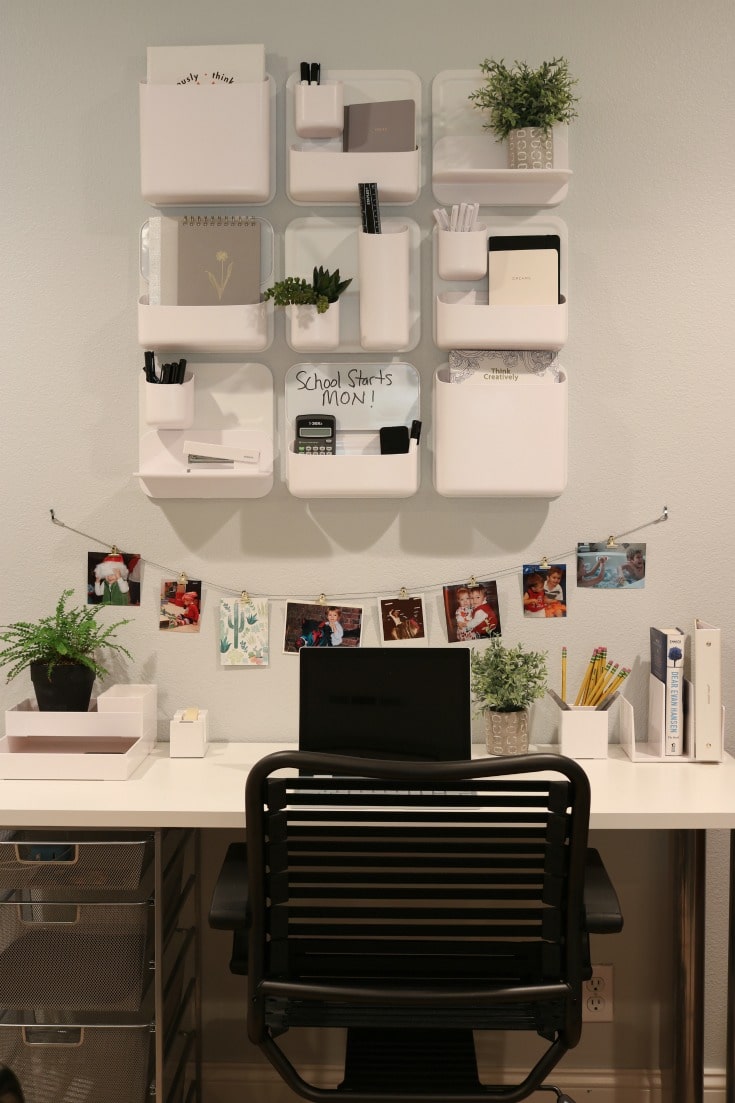 organized wall system creates fun and personal homework station