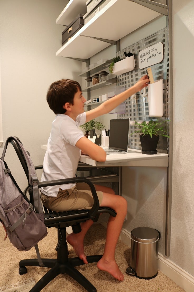 organized homework station creates storage for everything within reach