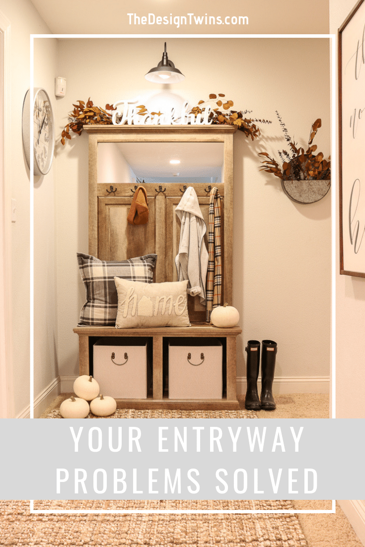 Your Entryway Problems solved with beautiful farmhouse unit provides storage and stylish decor