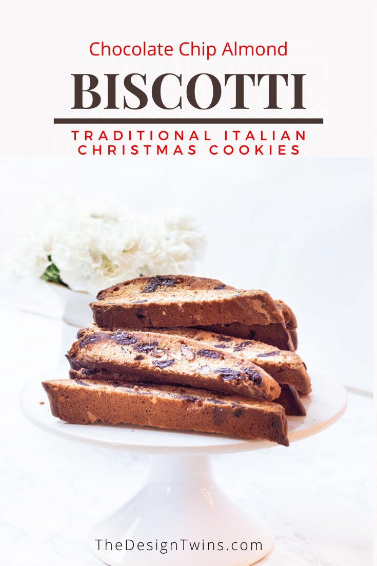 Chocolate Chip Almond Biscotti Traditional Italian Christmas cookies recipe The Design Twins pin