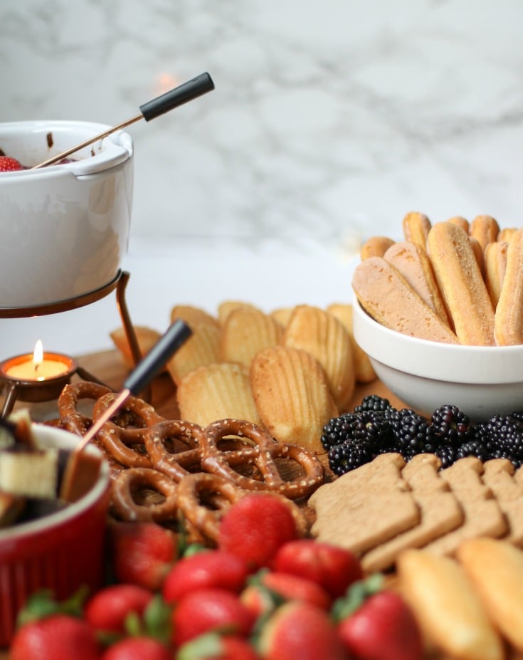 dessert chocolate fondue charcuterie boards are great for all your entertaining needs