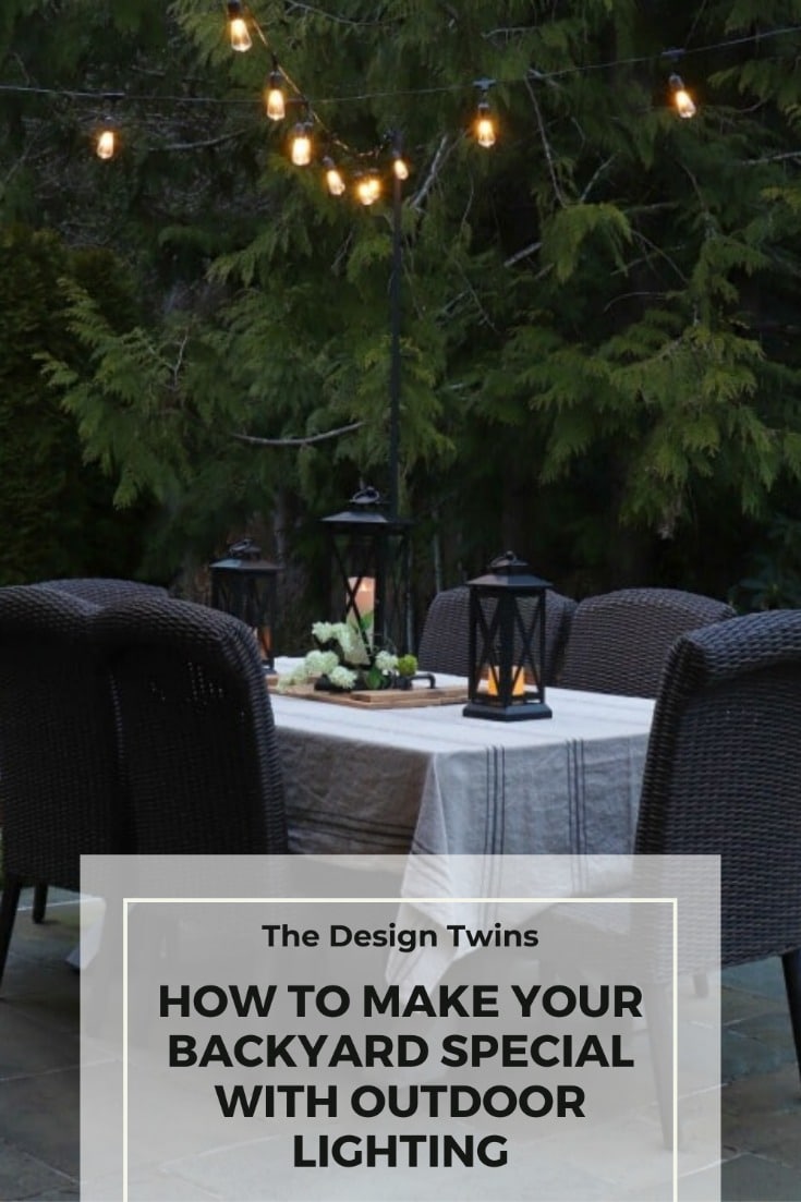 backyard lighting creates festive ambiance for outdoor dining