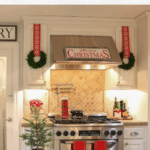 white holiday kitchen with christmas wreaths
