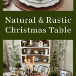dark green christmas dining table with natural elements
