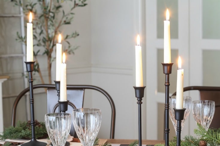 Christmas table with candlesticks