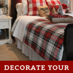 plaid bedding and pillows for Christmas bedroom