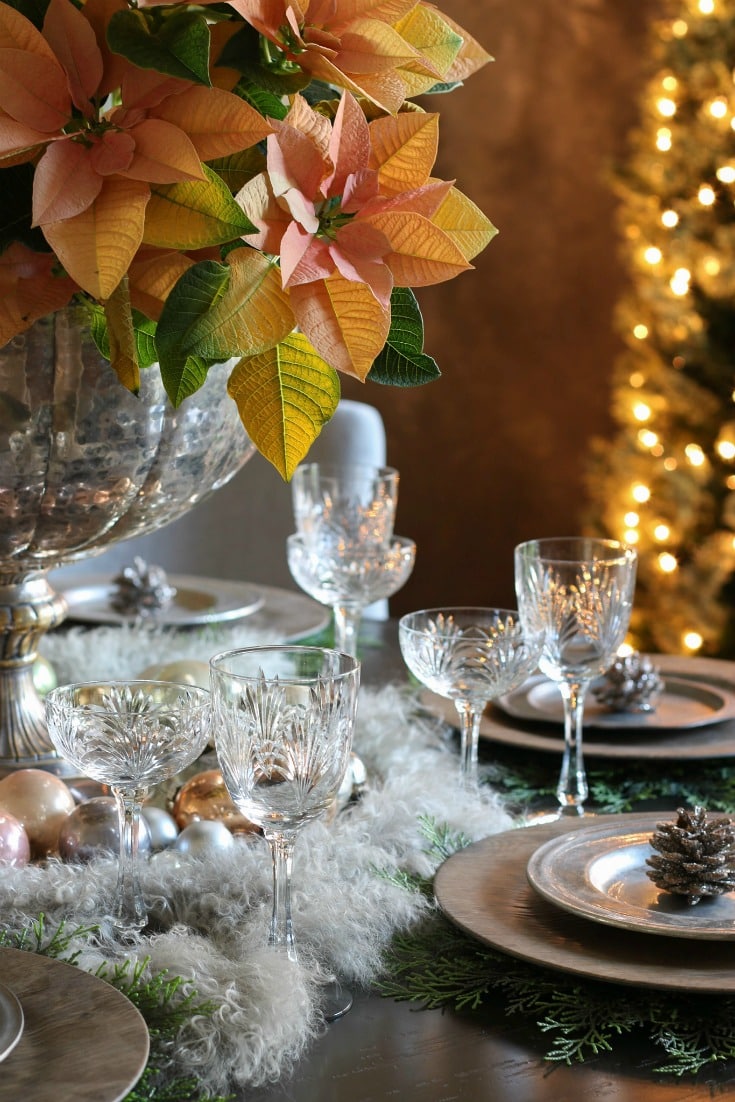 elegant glassware and plate settings