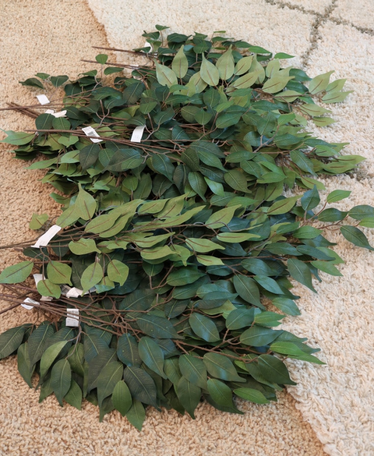DIY faux tree supplies and leaves/branches