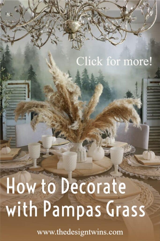 Beautiful dining room table with natural pampas grass centerpiece