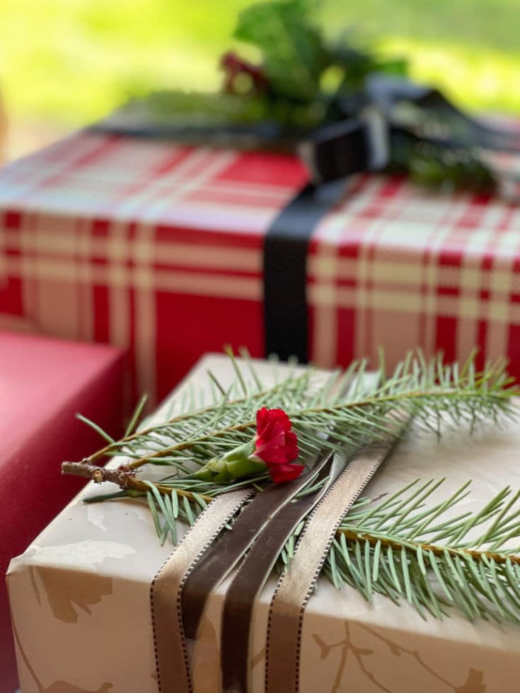 Plaid wrapping or plain paper looks extra special with pretty ribbon