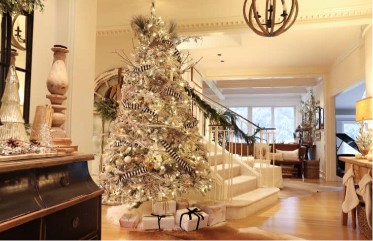 white tree is pretty and elegant and perfect with farmhouse neutral decor