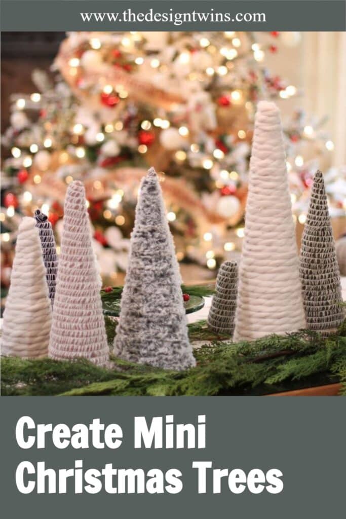 beautiful yarn mini Christmas trees are so easy to make and are perfect table top Christmas display