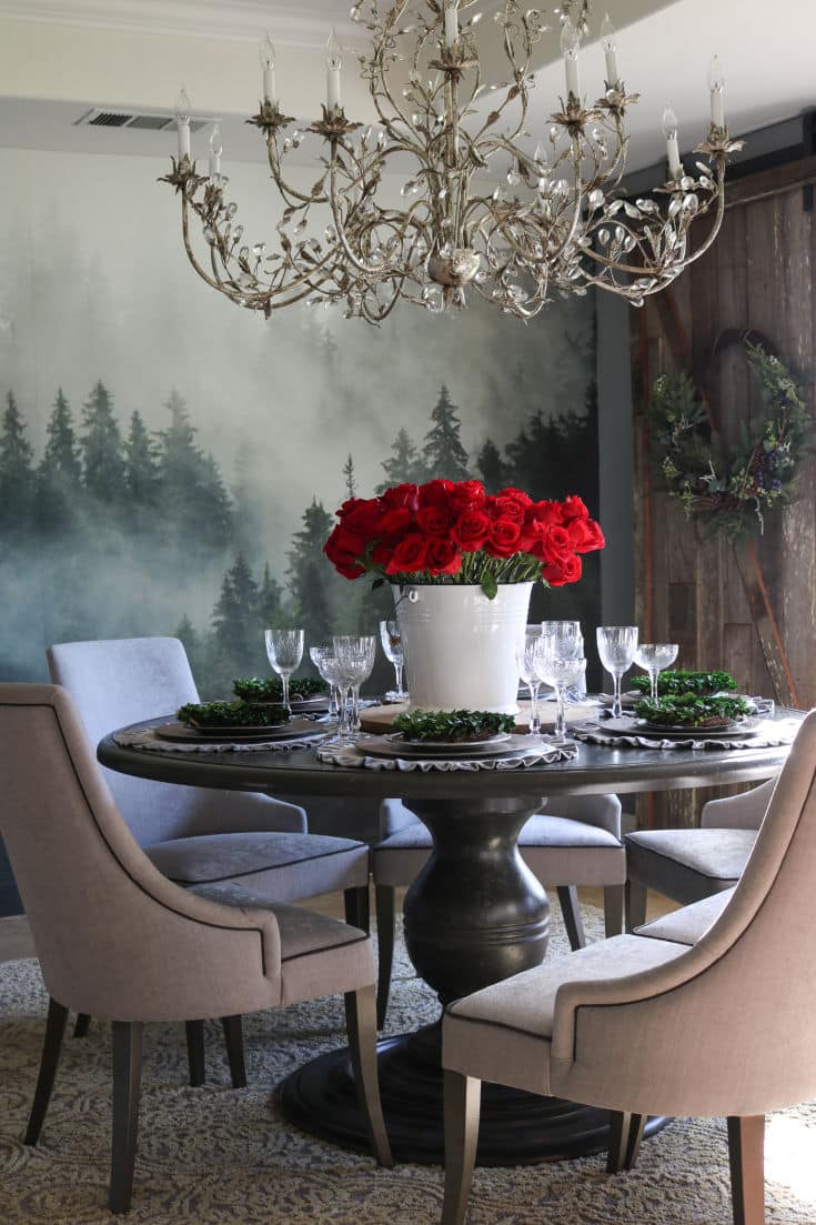 red roses look classic and elegant on dining room table