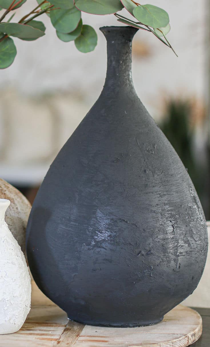 Upcycle old glass vases and create new aged stone look vases with easy pottery ideas