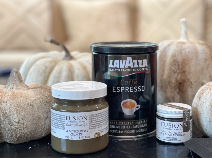 supplies for adding texture on faux stone pumpkins