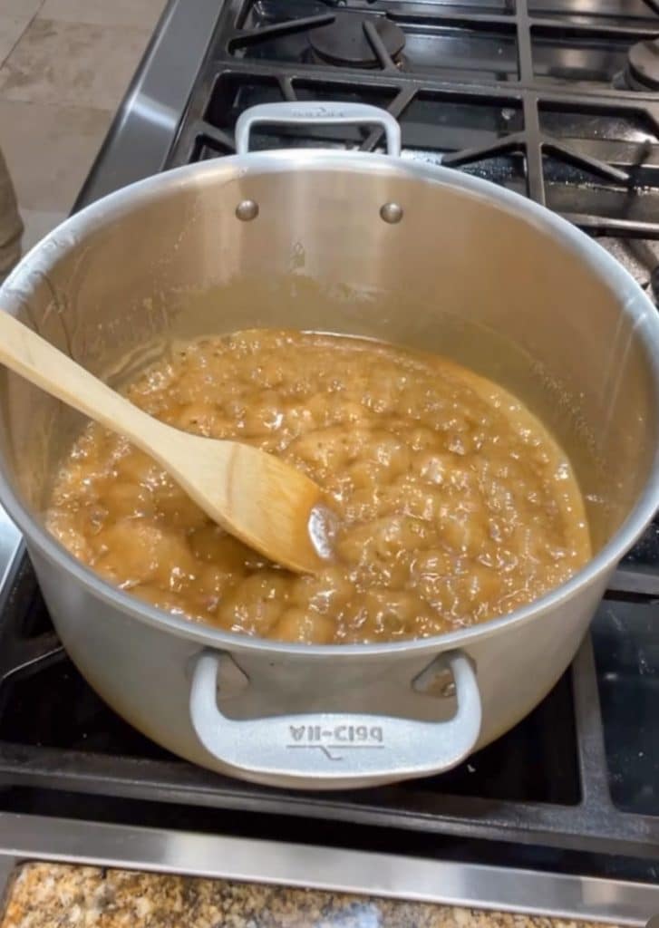 making caramel for salted caramel rice krispies squares