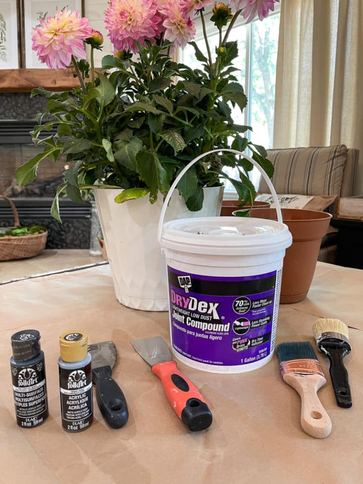 Supplies needed to create faux stone pots