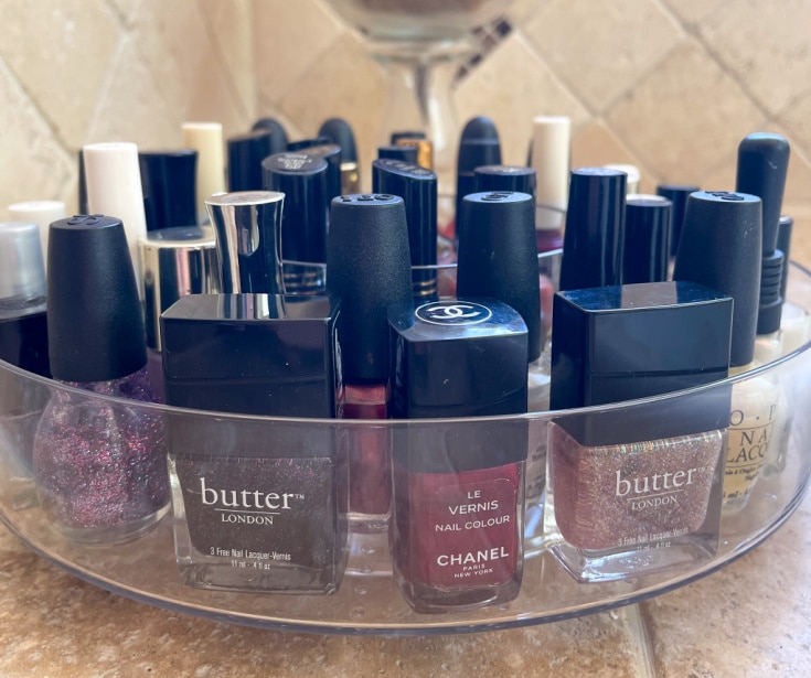 Nail polish storage made easy with this acrylic lazy susan
