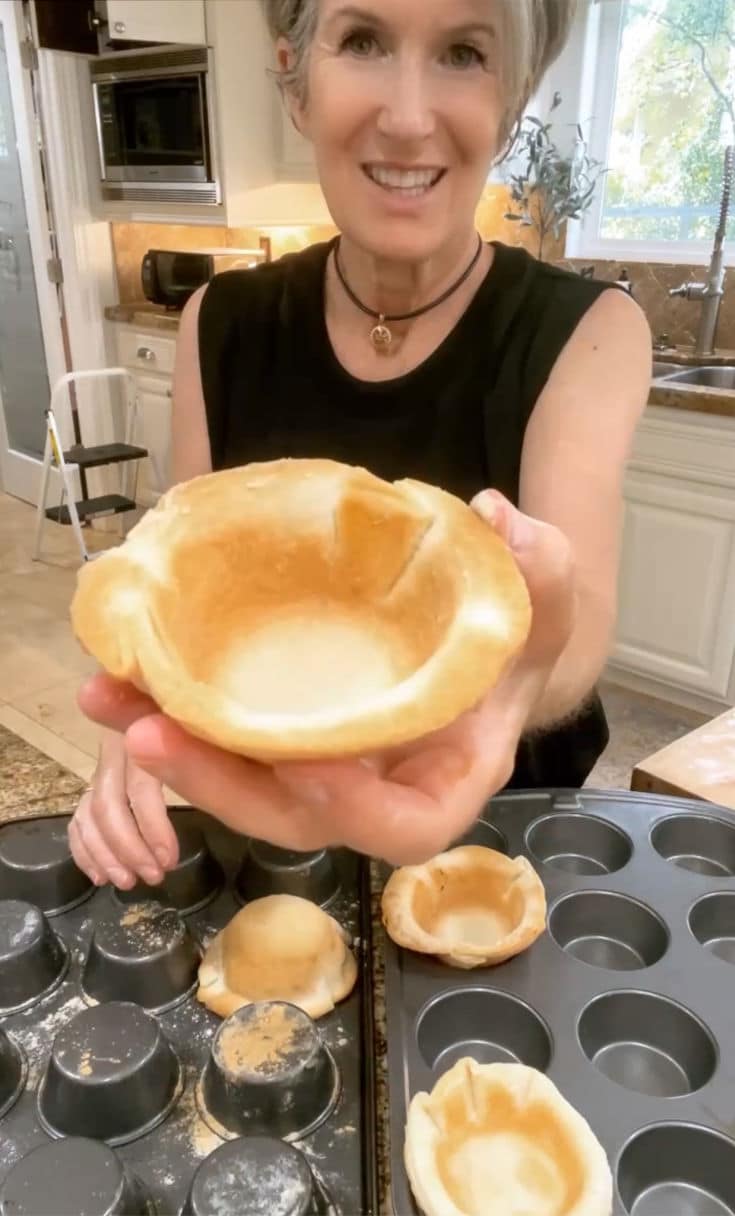 mini pie crusts made on an upside muffin tin